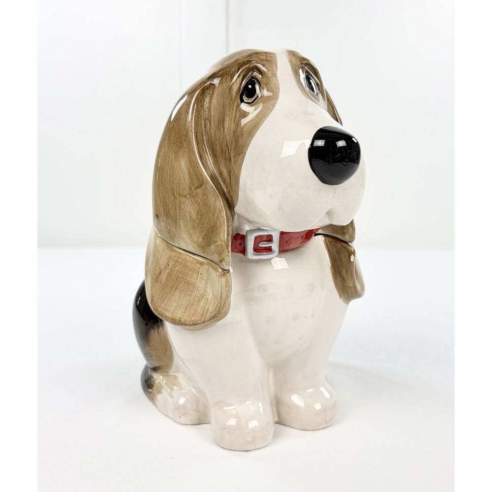 Pioneer Woman Charlie Basset Hound Cookie Jar Ceramic Dog Treat Canister w/Lid